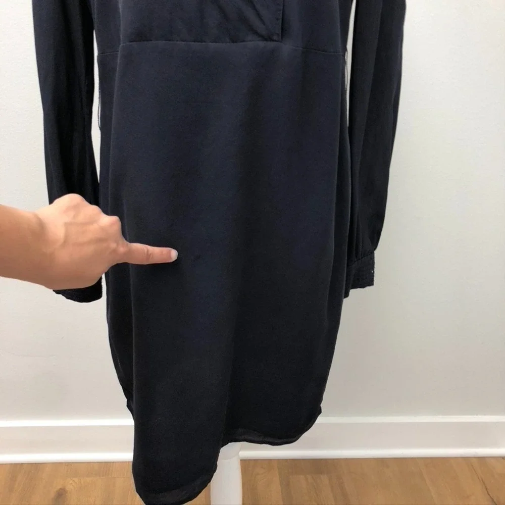 Tory Burch Silk A Line Dress Womens 6 Navy Blue‎ Nautical Sailor Career Teacher